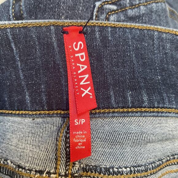Spanx Jeans Womens Small Blue Distressed Skinny Stretch Pull On Denim Casual - Picture 5 of 12